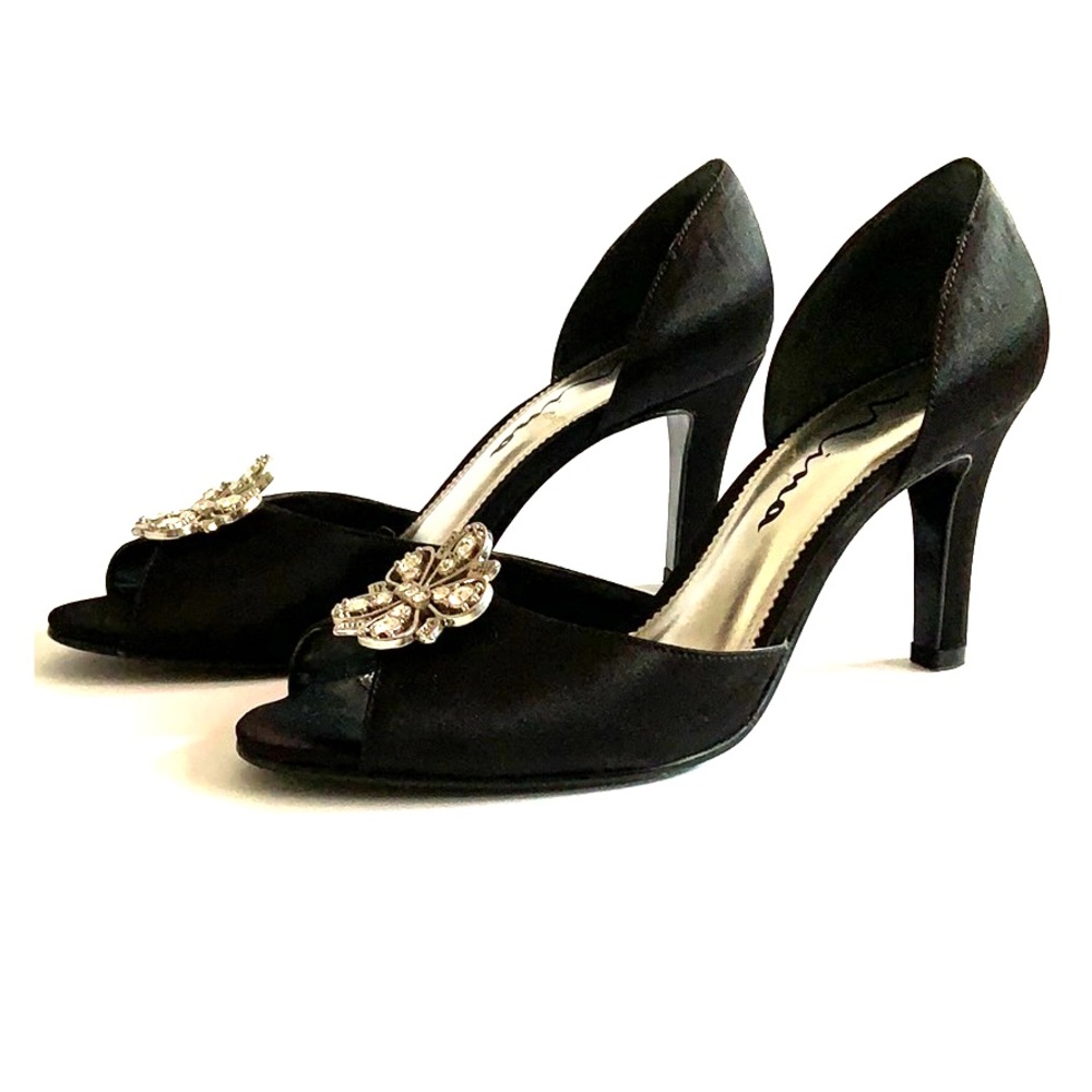 Nina Black Satin Heel